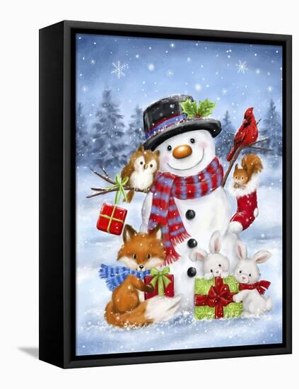 Snowman and Wood's Friends-MAKIKO-Framed Premier Image Canvas