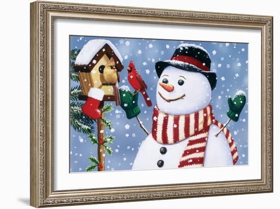 Snowman, Birdhouse-William Vanderdasson-Framed Giclee Print