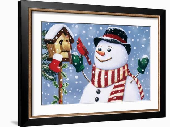 Snowman, Birdhouse-William Vanderdasson-Framed Giclee Print