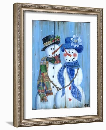 Snowman Couple-Marilyn Dunlap-Framed Art Print