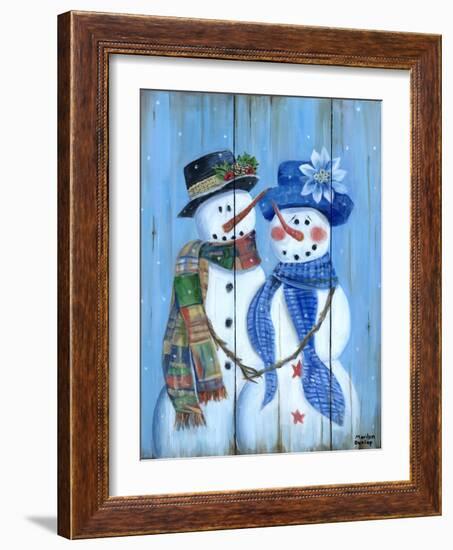 Snowman Couple-Marilyn Dunlap-Framed Art Print