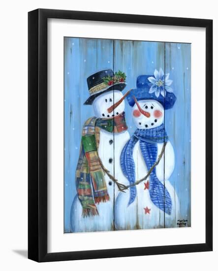 Snowman Couple-Marilyn Dunlap-Framed Art Print