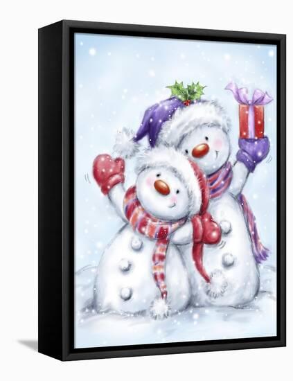 Snowman Couple-MAKIKO-Framed Premier Image Canvas