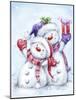 Snowman Couple-MAKIKO-Mounted Giclee Print