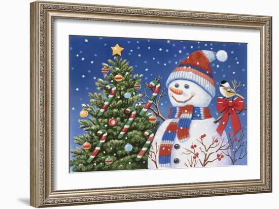 Snowman Decorating Tree-William Vanderdasson-Framed Giclee Print