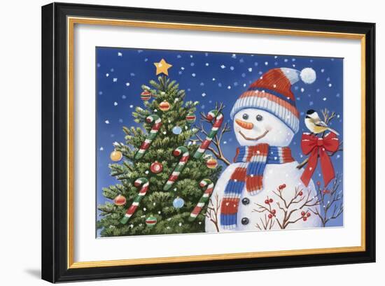 Snowman Decorating Tree-William Vanderdasson-Framed Giclee Print