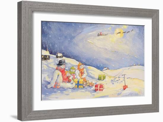 Snowman Family Christmas-David Cooke-Framed Giclee Print