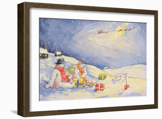 Snowman Family Christmas-David Cooke-Framed Giclee Print