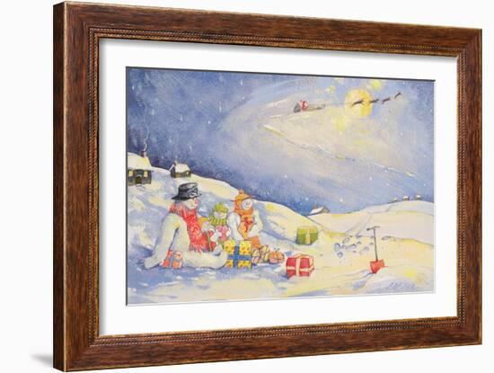 Snowman Family Christmas-David Cooke-Framed Giclee Print