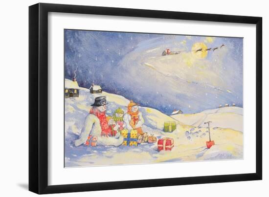 Snowman Family Christmas-David Cooke-Framed Giclee Print