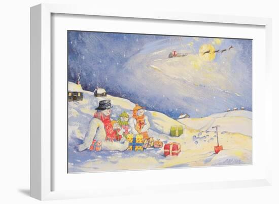 Snowman Family Christmas-David Cooke-Framed Giclee Print