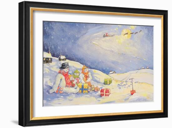 Snowman Family Christmas-David Cooke-Framed Giclee Print