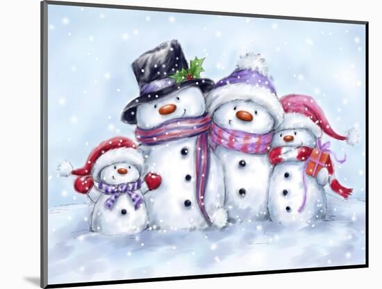 Snowman Family-MAKIKO-Mounted Giclee Print