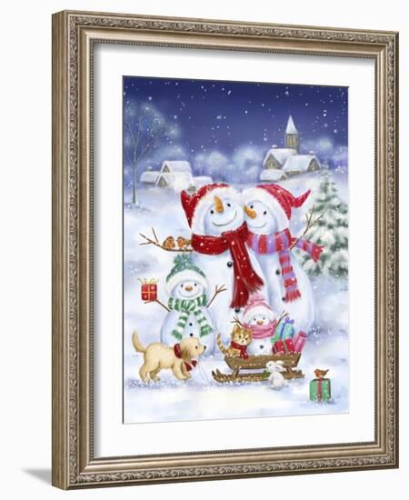 Snowman Family-MAKIKO-Framed Giclee Print