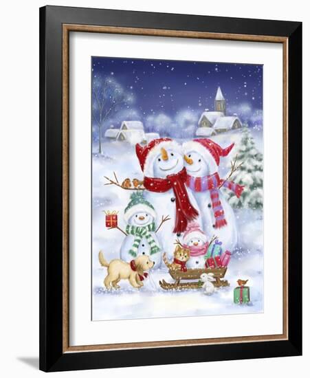 Snowman Family-MAKIKO-Framed Giclee Print