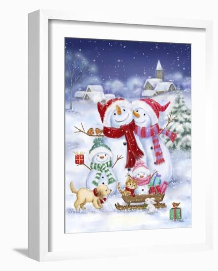 Snowman Family-MAKIKO-Framed Giclee Print