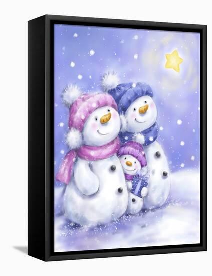 Snowman Family-MAKIKO-Framed Premier Image Canvas