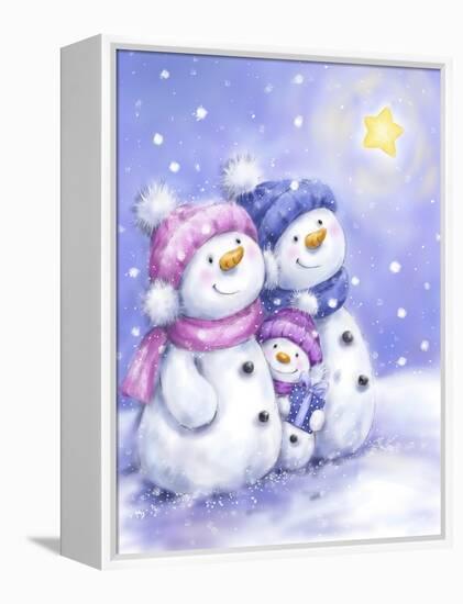 Snowman Family-MAKIKO-Framed Premier Image Canvas