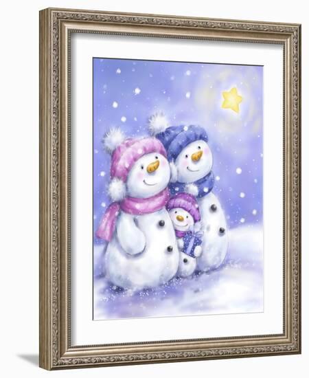 Snowman Family-MAKIKO-Framed Giclee Print