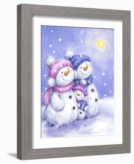 Snowman Family-MAKIKO-Framed Giclee Print