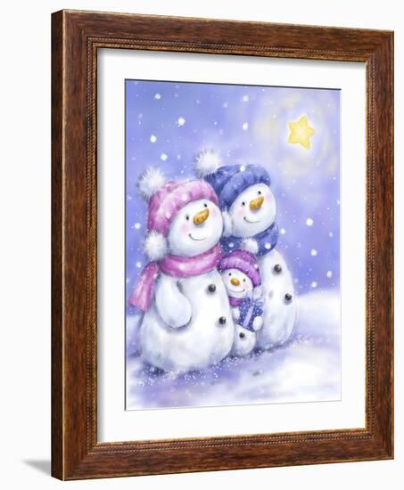 Snowman Family-MAKIKO-Framed Giclee Print