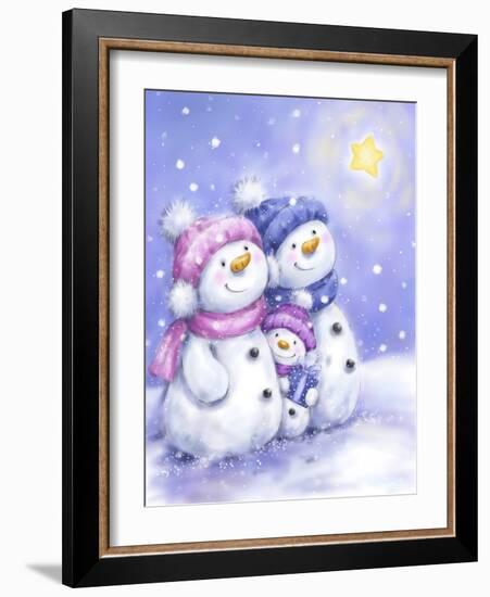 Snowman Family-MAKIKO-Framed Giclee Print