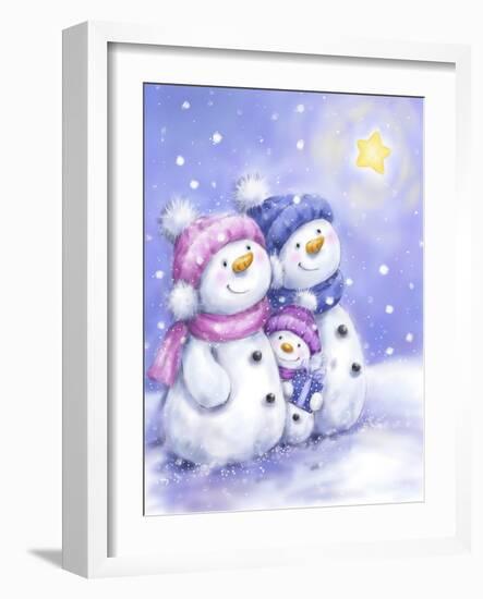 Snowman Family-MAKIKO-Framed Giclee Print