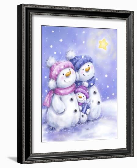 Snowman Family-MAKIKO-Framed Giclee Print