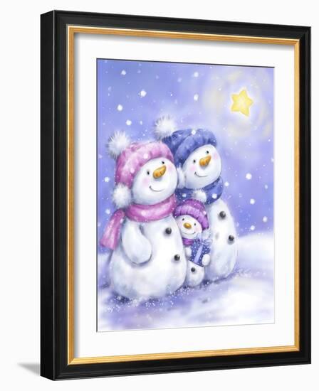 Snowman Family-MAKIKO-Framed Giclee Print