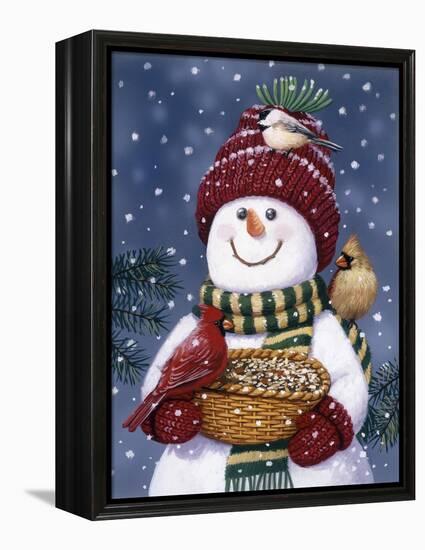 Snowman Feeding Birds-William Vanderdasson-Framed Premier Image Canvas