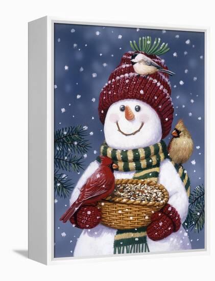 Snowman Feeding Birds-William Vanderdasson-Framed Premier Image Canvas