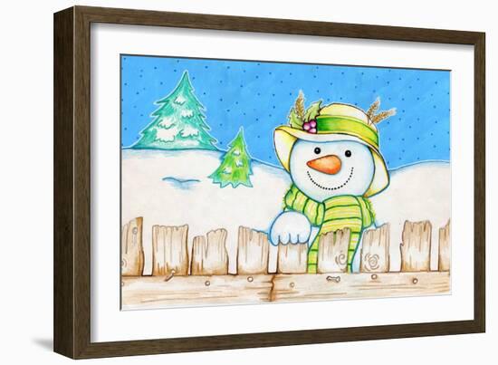 Snowman Fence-Valarie Wade-Framed Giclee Print