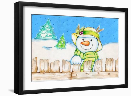 Snowman Fence-Valarie Wade-Framed Giclee Print