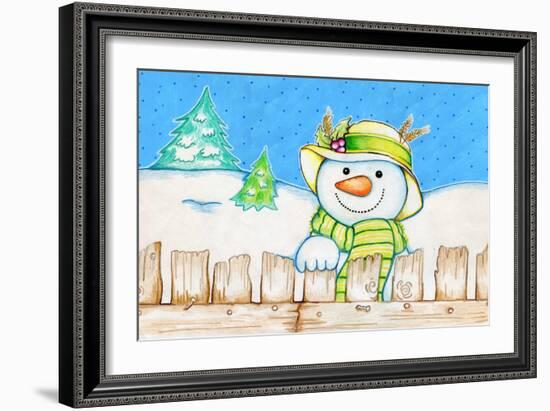 Snowman Fence-Valarie Wade-Framed Giclee Print