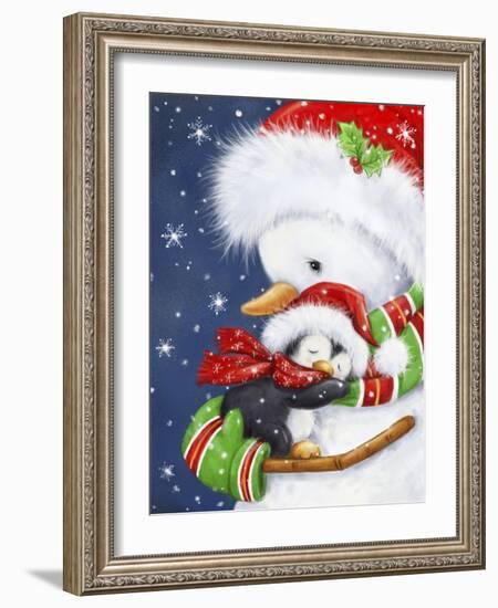 Snowman Hug-MAKIKO-Framed Giclee Print