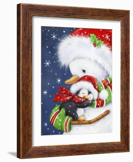 Snowman Hug-MAKIKO-Framed Giclee Print