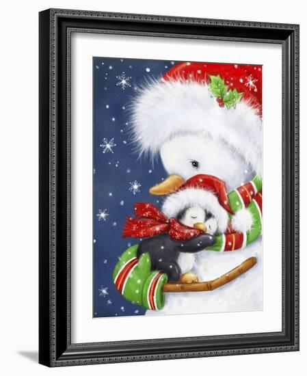 Snowman Hug-MAKIKO-Framed Giclee Print