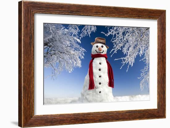 Snowman in Winter Snow-null-Framed Photographic Print