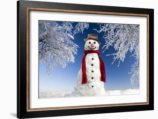 Snowman in Winter Snow-null-Framed Photographic Print