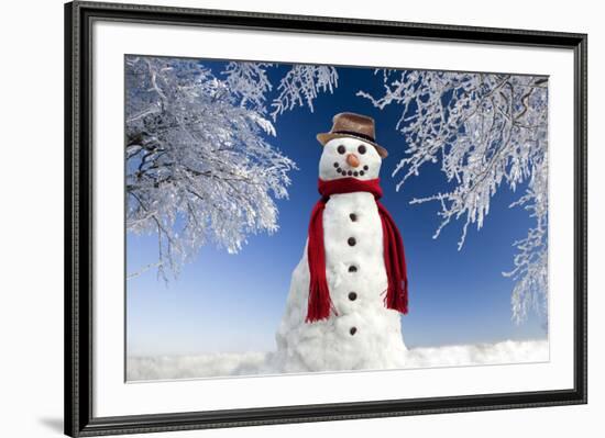 Snowman in Winter Snow-null-Framed Photographic Print