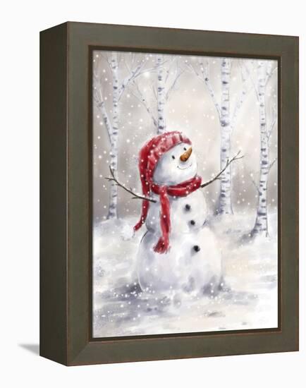 Snowman in Wood-MAKIKO-Framed Premier Image Canvas