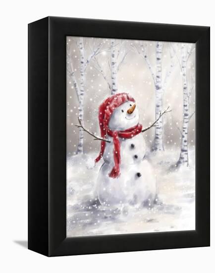 Snowman in Wood-MAKIKO-Framed Premier Image Canvas