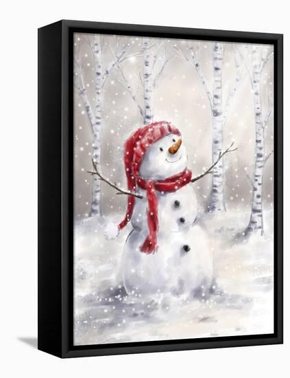 Snowman in Wood-MAKIKO-Framed Premier Image Canvas