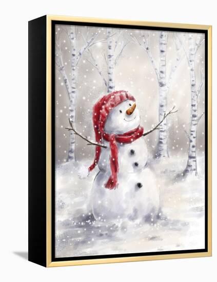 Snowman in Wood-MAKIKO-Framed Premier Image Canvas