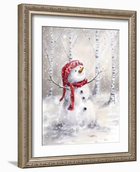 Snowman in Wood-MAKIKO-Framed Giclee Print