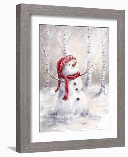Snowman in Wood-MAKIKO-Framed Giclee Print