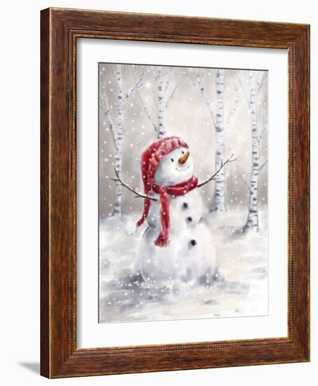 Snowman in Wood-MAKIKO-Framed Giclee Print