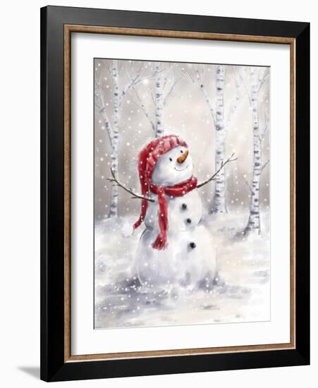 Snowman in Wood-MAKIKO-Framed Giclee Print