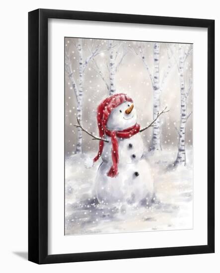 Snowman in Wood-MAKIKO-Framed Giclee Print