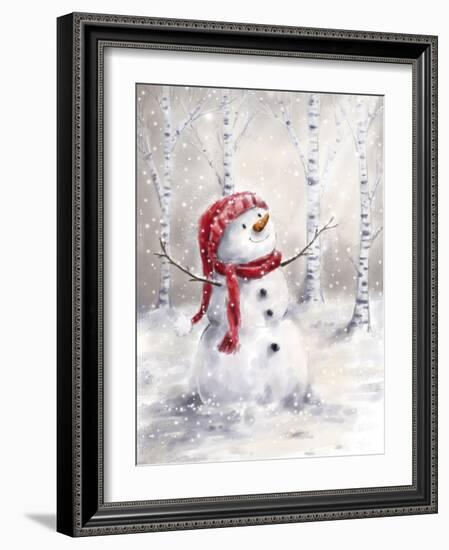 Snowman in Wood-MAKIKO-Framed Giclee Print